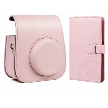 LOVEINSTANT 2-in-1 rinkinys: apsauginis dėklas ir nuotraukų albumas, skirtas Fuji Instax Mini 11 - rožinis