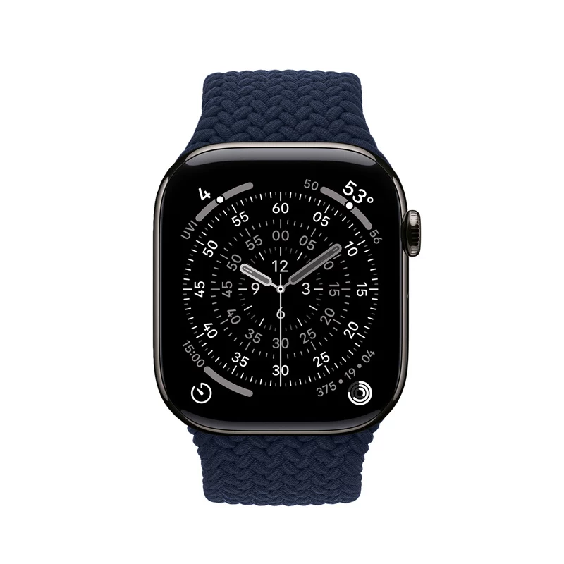Crong Wave Band Braided Nylon Solo Loop, skirtas Apple Watch 44/45/46/49 mm (tamsiai mėlyna)