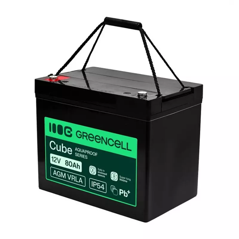 GREEN CELL Greencell AGM VRLA 12V 80Ah Priežiūros nereikalaujanti baterija UPS, svarstyklėms, kemperiui (260x168x216mm)