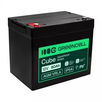 GREEN CELL Greencell AGM VRLA 12V 80Ah Priežiūros nereikalaujanti baterija UPS, svarstyklėms, kemperiui (260x168x216mm)