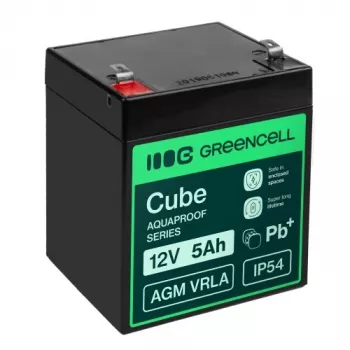 Greencell AGM VRLA 12V 5Ah akumuliatorius kasos aparatui, žaislui, kamerai (91x70x102mm)