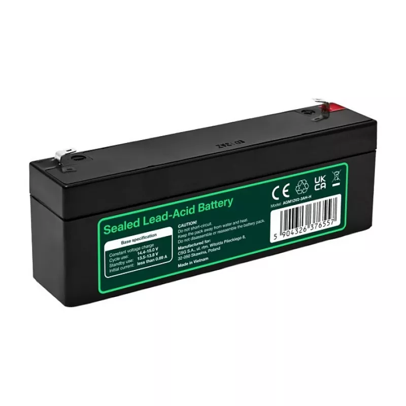 Greencell AGM VRLA 12V 2.5Ah Priežiūros nereikalaujanti baterija kasos aparatams, žaislams (178x36x66mm)