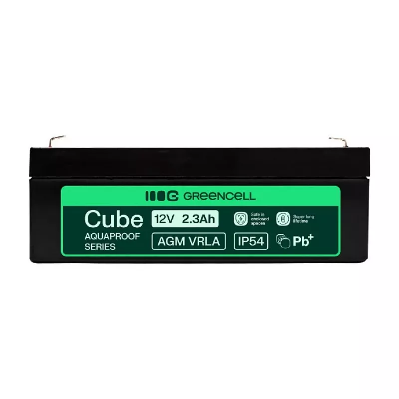 Greencell AGM VRLA 12V 2.5Ah Priežiūros nereikalaujanti baterija kasos aparatams, žaislams (178x36x66mm)