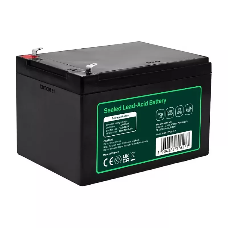 Greencell AGM VRLA 12V 12Ah Priežiūros nereikalaujanti baterija kasos aparatams, žaislams, kameroms (151x98,5x95 mm)