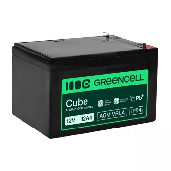 Greencell AGM VRLA 12V 12Ah Priežiūros nereikalaujanti baterija kasos aparatams, žaislams, kameroms (151x98,5x95 mm)