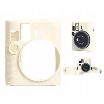 LOVEINSTANT Silikoninis apsauginis dėklas, skirtas Fujifilm Instax Mini 41 - balta/ smėlio