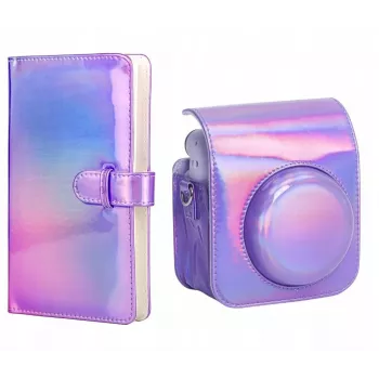 LOVEINSTANT Dėklas Fujifilm Instax Mini 12 + Fotoalbumas 96 nuotraukoms / Sparkle Purple