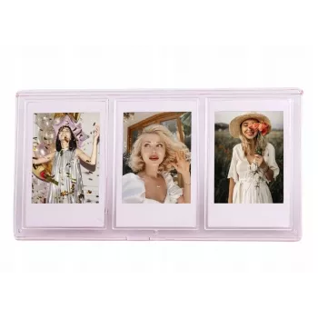 LOVEINSTANT Stovintis nuotraukų rėmelis 3 nuotraukoms, suderinamas su Zink popieriumi / Fuji Instax Mini - rožinis