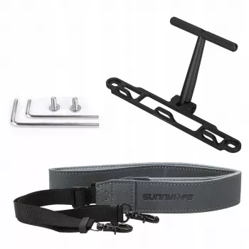 SUNNYLIFE Kaklo/Peties diržo laikiklis, skirtas DJI RC 2 / RC 1 nuotolinio valdymo pultui - juoda nailono medžiaga su aliuminio lydinio kabliukais