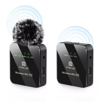 PULUZ PU3153B belaidis Bluetooth mikrofonas 3,5 mm TRS/TRRS telefonui ir fotoaparatui