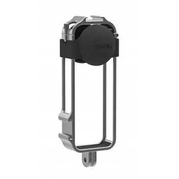 SUNNYLIFE Frame Mount Protective Housing su 2x Cold Shoe Mounts ir Silikoniniu Objektyvo Dangteliu, skirta Insta360 X4 (Juoda)