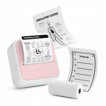 LOVEINSTANT S1 Bluetooth terminis spausdintuvas nuotraukoms, lipdukams, užrašams, etiketėms, 53mm, 203dpi, rožinis