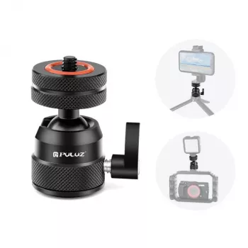 PULUZ rutulinė galvutė fotoaparatui 3D 1/4 inch sriegis 2x Cold Shoe ISO iki 3 kg PU1057B