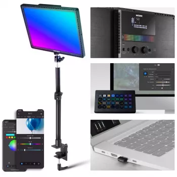 NEEWER GL1C RGB LED vaizdo šviesos skydelis 48W su reguliuojamu šviesos stovu, CRI≥97, 2.4G nuotolinio valdymo ir programėlės valdymu srautiniam perdavimui ir žaidimams