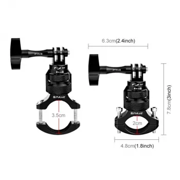 PULUZ PU796B 360° Vairo Laikiklis Motociklui/Dviratininkui, Skirtas GoPro SJCAM Xiaomi DJI