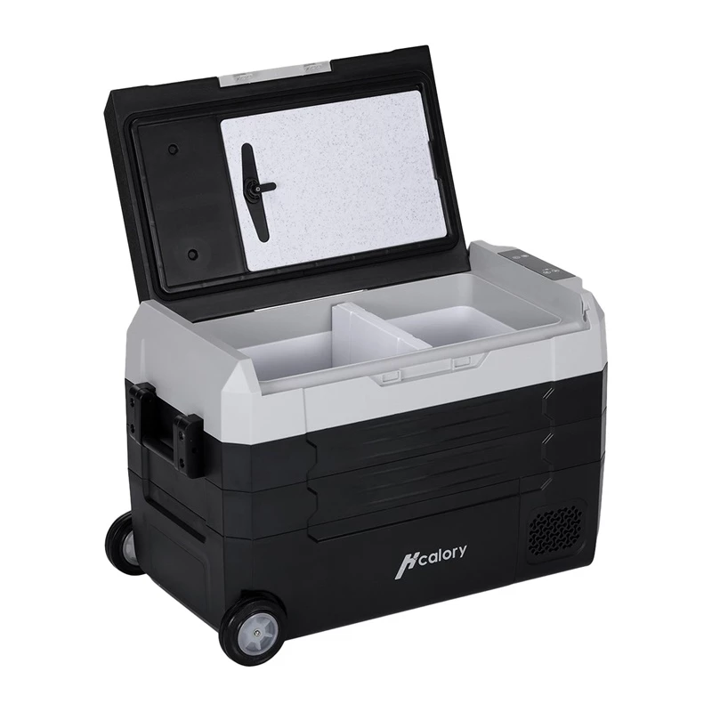 HCALORY D55M+ Automobilinis šaldytuvas su Bluetooth, 55L, Kompresorius, -20°C iki +20°C, DC 12V/24V, AC 100-240V, Juoda