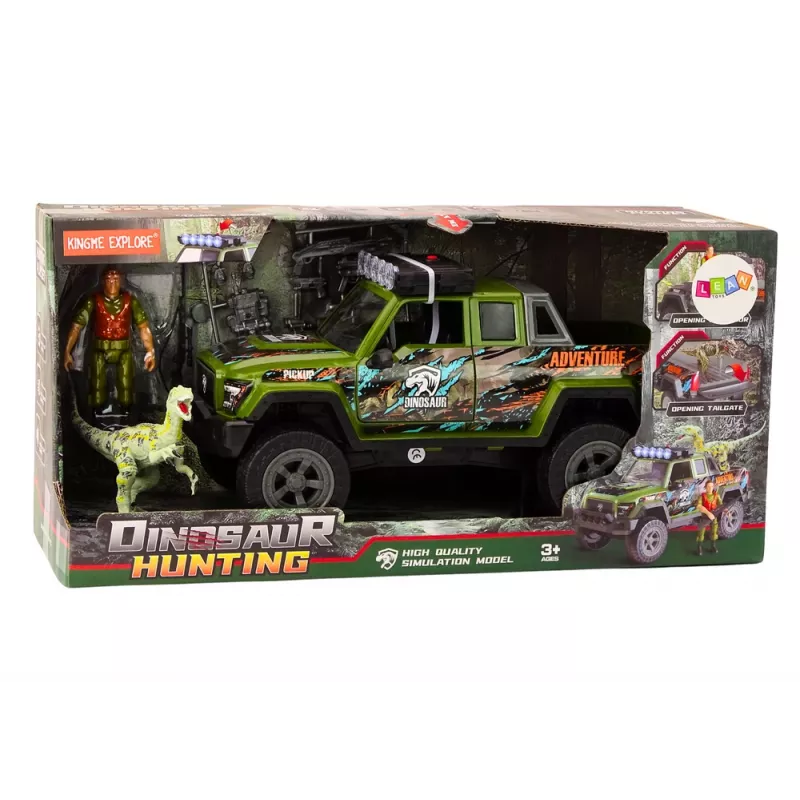 LEAN TOYS Visureigis Medžioklinis Automobilis Dinozauras Šviesos Garsai Žalias