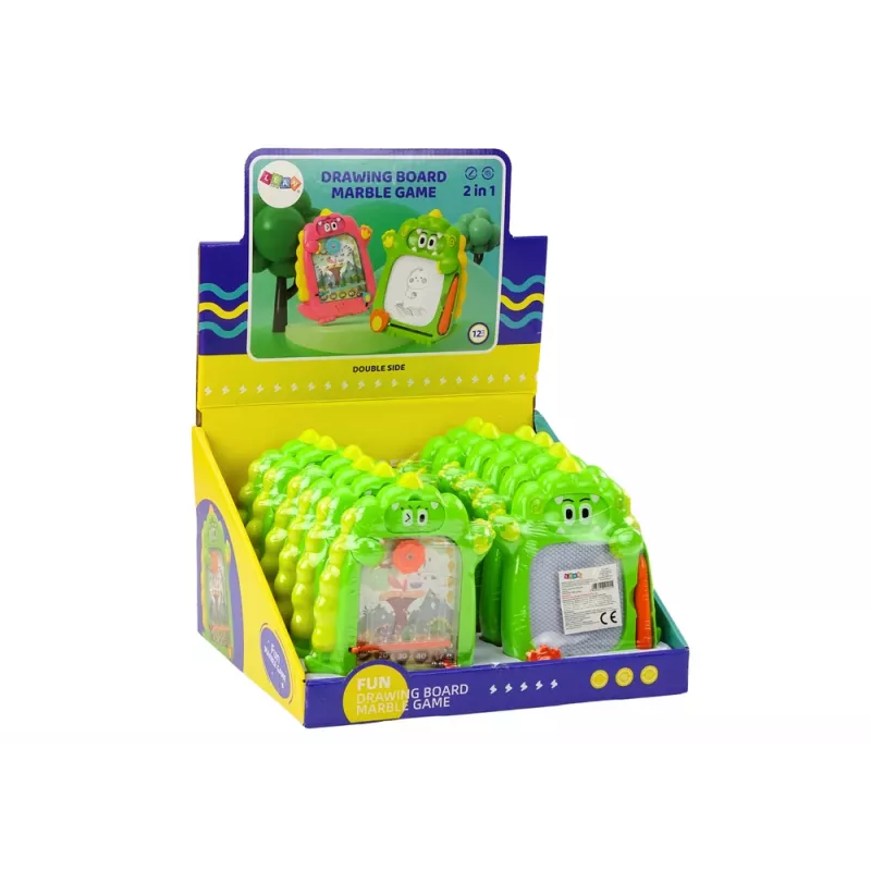 LEAN TOYS Piešimo lenta Kišeninis žaidimas 2v1 Žalias Dinozauras
