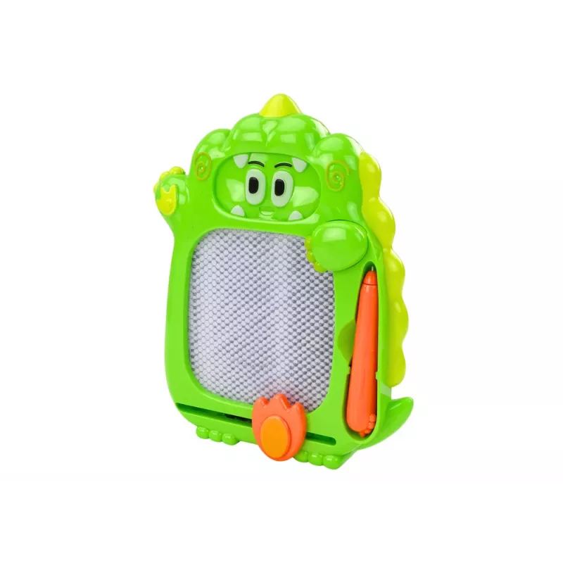 LEAN TOYS Piešimo lenta Kišeninis žaidimas 2v1 Žalias Dinozauras