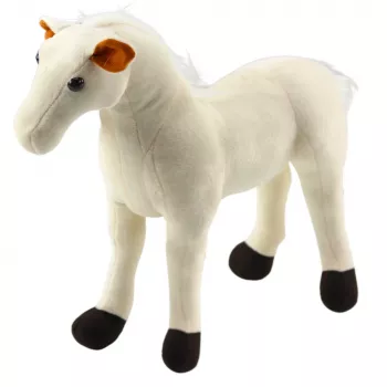 LEAN TOYS Plush Horse Plush Toy Mascot Cuddly Toy White 40cm x 37cm