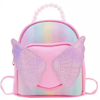 LEAN Vaikiška kuprinė Shiny Wings Pearls Pink 22cm
