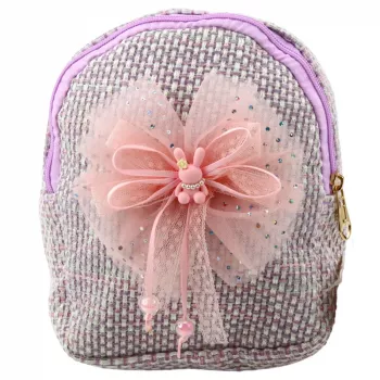LEAN vaikiška kuprinė su pynute ir zuikio dizainu, violetinė, 21 cm, 2 L