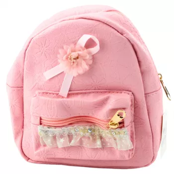 LEAN Vaikiška kuprinė su reljefiniu lankeliu ir raukiniais, rožinė, 20 cm, 2,5 L
