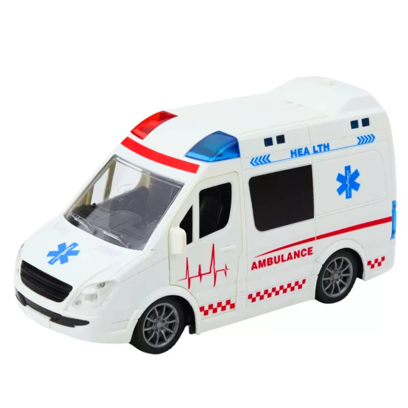 LEAN TOYS nuotolinio valdymo greitosios pagalbos automobilis RC šviesos garsai 1:20 balta