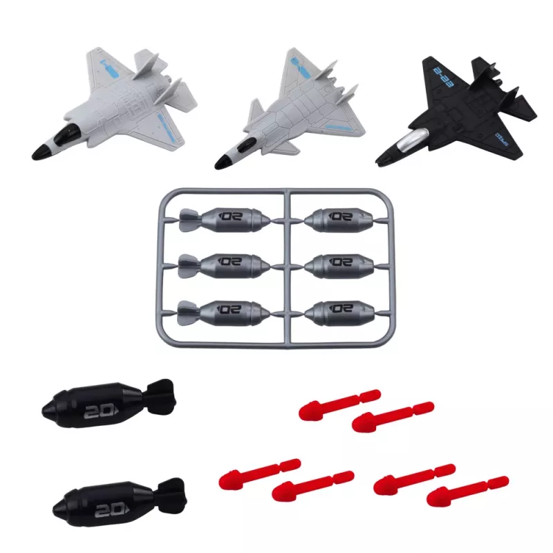 LEAN TOYS Karinis rinkinys Laivas Povandeninis laivas Naikintuvai Raketos