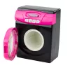 LEAN TOYS Buitinių prietaisų rinkinys Interaktyvi skalbimo mašina su garsais ir aksesuarais, juoda ir rožinė