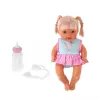 LEAN TOYS Kūdikio lėlė su nešykle, buteliuku, čiulptuku, kalba, burbuliuoja, šlapinasi