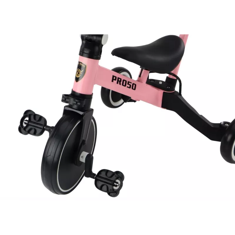 Triciklis LEAN TRIKE PRO50 su stūmimo rankena, rožinis