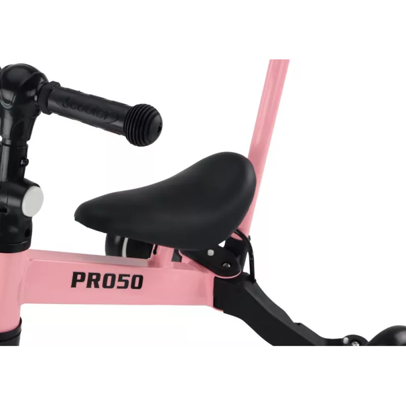 Triciklis LEAN TRIKE PRO50 su stūmimo rankena, rožinis