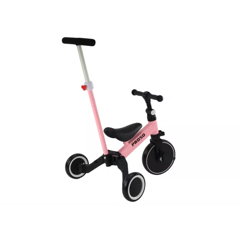 Triciklis LEAN TRIKE PRO50 su stūmimo rankena, rožinis