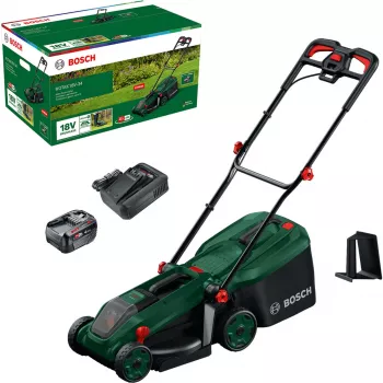 Bosch Rotak 18V-34 belaidė vejapjovė su pradiniu rinkiniu ir mulčiavimo kištuku (C)