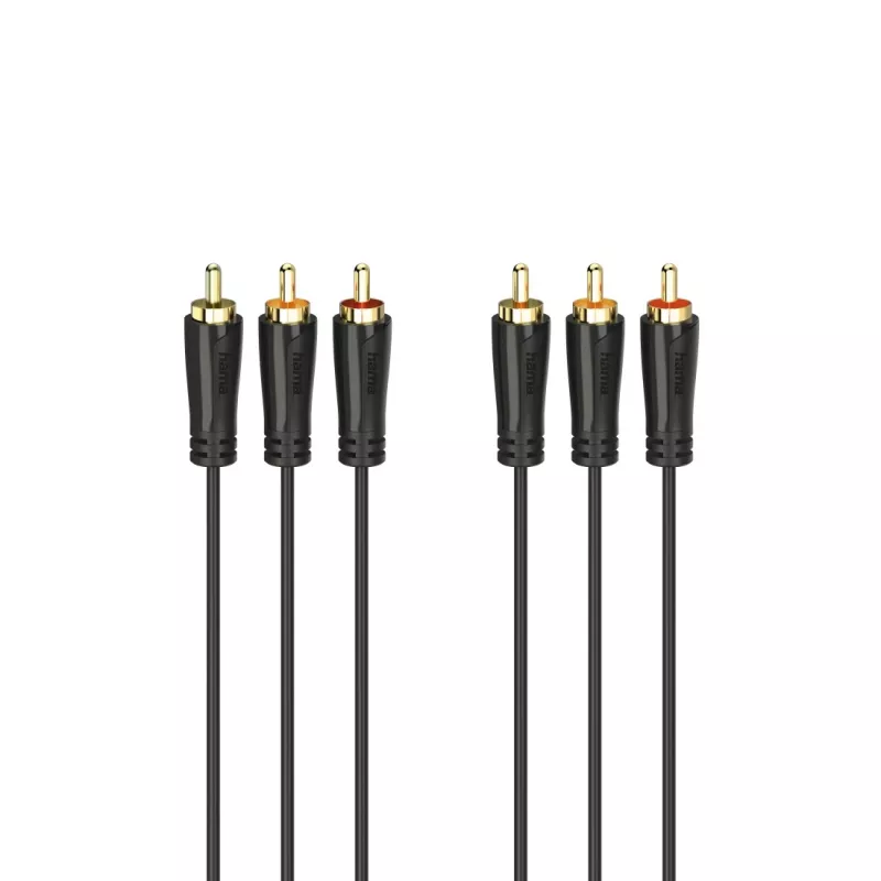 HAMA 3x RCA į 3x RCA garso/vaizdo kabelis 3 m, auksuoti jungtys