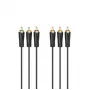 HAMA 3x RCA į 3x RCA garso/vaizdo kabelis 3 m, auksuoti jungtys