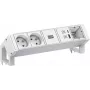 BACHMANN DESK2 ALU WHITE 2xUTE 1xCM 1xUSB A/C 22W 0.2m GST18