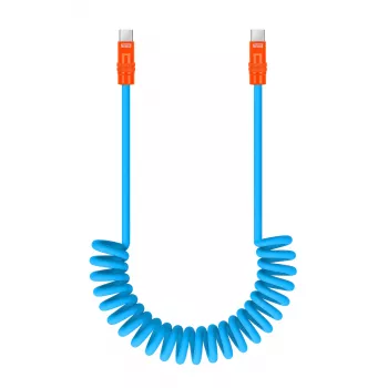 Newell USB-C į USB-C laidas 100W 1,5m Silikoninis spiralinis mėlynai-oranžinis