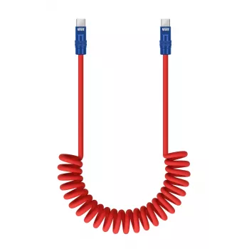 Newell USB-C į USB-C laidas 100W 1,5m Silikoninis spiralinis Raudonai-tamsiai mėlynas