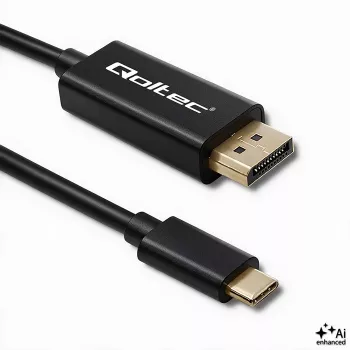 Qoltec USB-C į DisplayPort laidas 1m - 5K 60Hz - Juoda