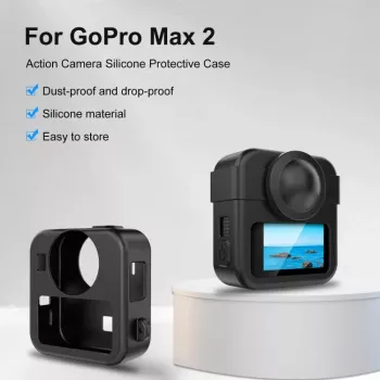 PULUZ 3-in-1 rinkinys: apsauginis dėklas, objektyvo dangtelis, rankinis dirželis, skirtas GoPro Max 2 – juoda