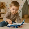 LEAN TOYS Keleivinis lėktuvas su atbulinės eigos varikliu, metalinis, šviesos, garsai, 23 cm