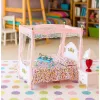 LEAN TOYS Baldų rinkinys lėlėms: Baldakiminė lova, naktiniai staliukai, lempos