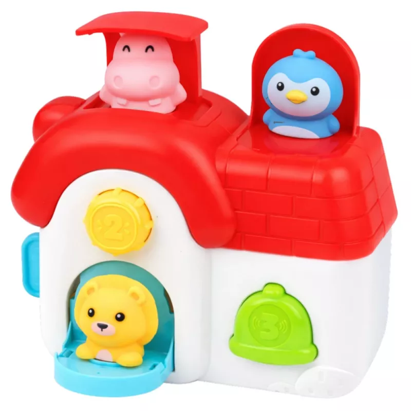 LEAN TOYS Interaktyvus edukacinis namas mažyliams - Iššokantys gyvūnėliai