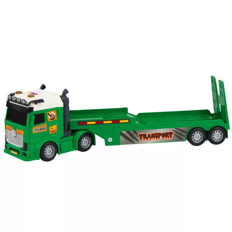 LEAN TOYS Dinozaurų transporto rinkinys: sunkvežimis, vilkikas, sraigtasparnis, šviesos, garsas