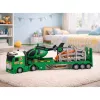 LEAN TOYS Dinozaurų transporto rinkinys: sunkvežimis, vilkikas, sraigtasparnis, šviesos, garsas