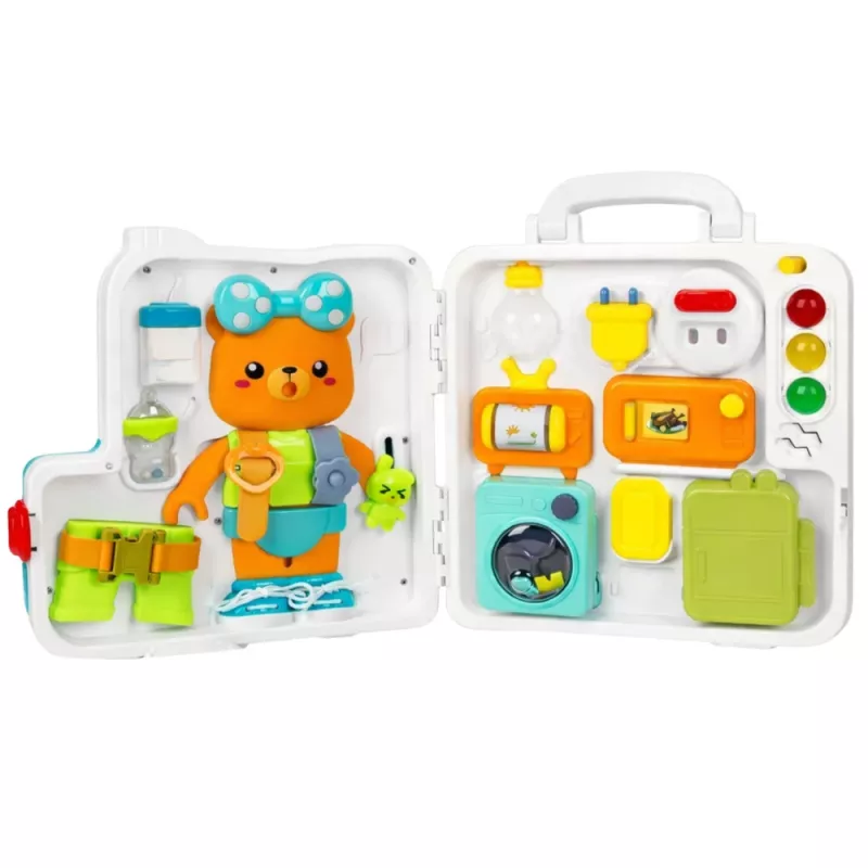 LEAN TOYS Interaktyvi knyga edukacinė manipuliacinė lenta su šviesomis ir garsais 16 vnt.