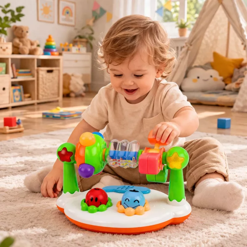 LEAN TOYS Interaktyvus muzikinis žaislas kūdikiams Barškutis su šviesomis ir garsais