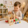 LEAN TOYS Medinis įrankių dėžės rinkinys vaikams su krumpliaračiais ir veržlėmis - 25 dalys, FSC mediena, nuo 3 metų